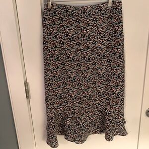 Ann Taylor micro floral skirt with double ruffle flounce size12